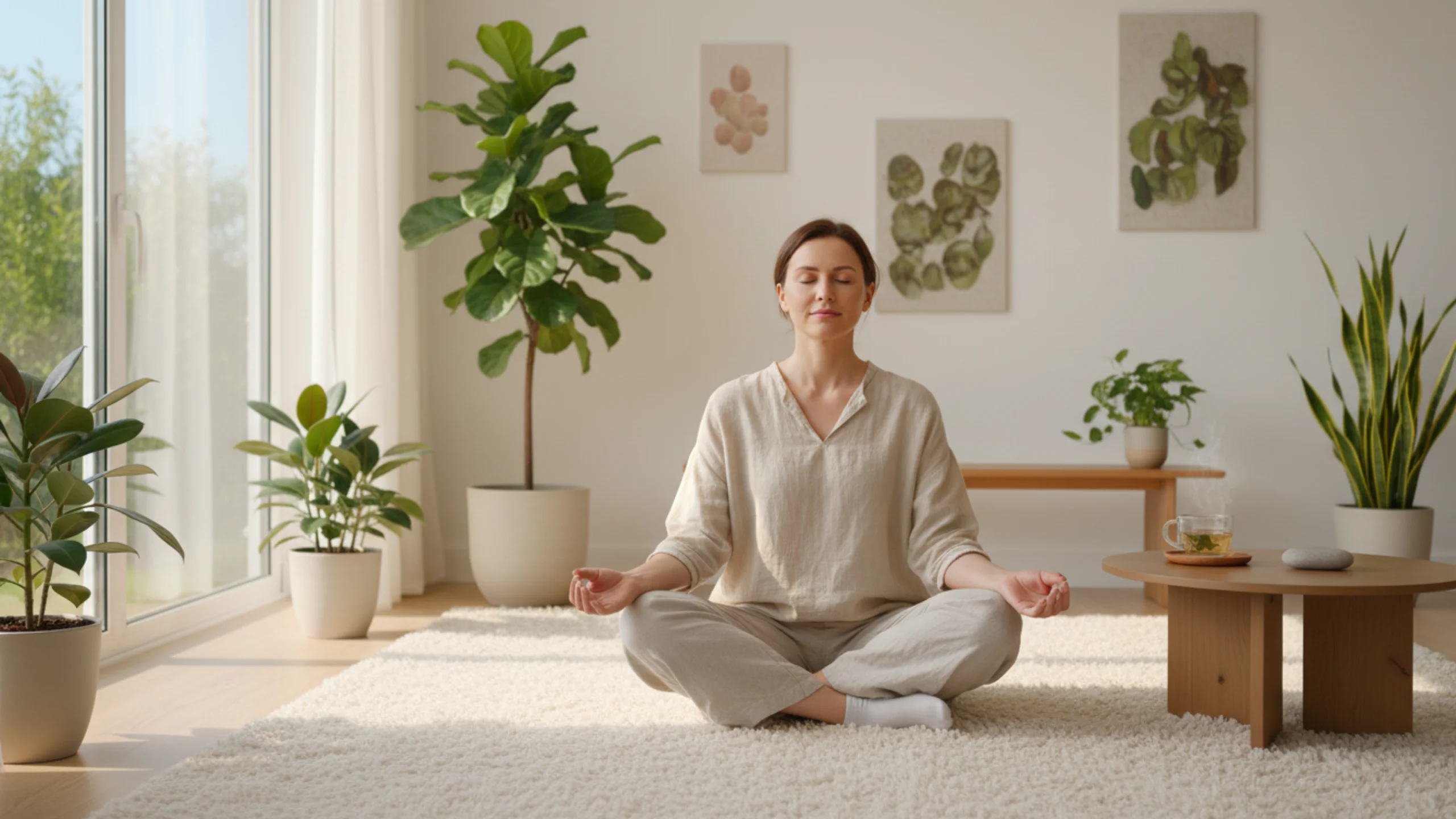 Persona calma e concentrata che medita prima di prendere decisioni importanti