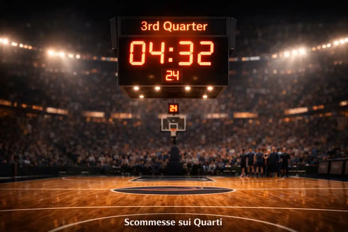 Orologio del tabellone segnapunti di una partita di basket con i giocatori sullo sfondo