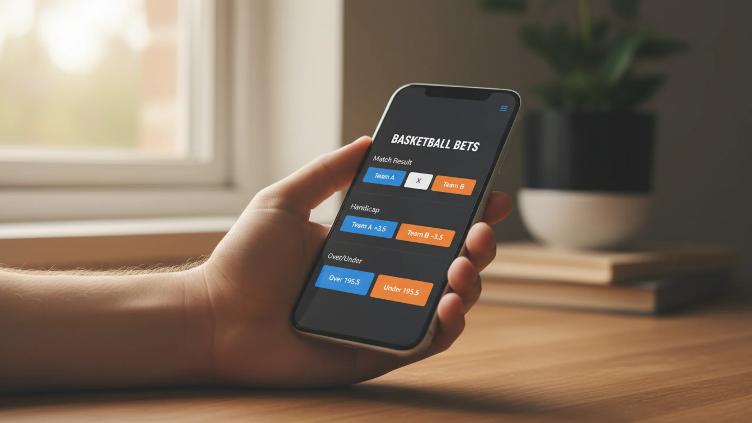 Mano che seleziona diverse opzioni di scommessa su uno schermo di dispositivo mobile